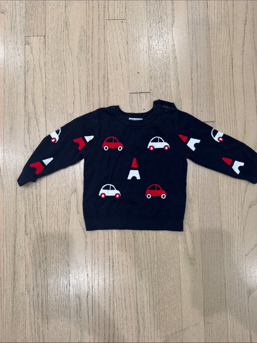 Jacadi Kids Navy Sweater with Red & White Car Motif